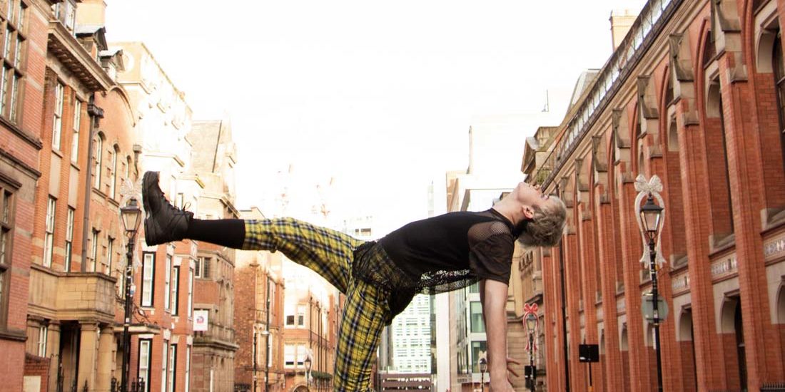 Birmingham U.K. dance photography. Male dancer dancing in the street