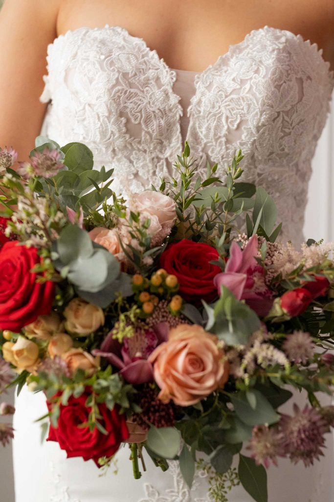 Bridal bouquet detail. Autumn wedding at Rowton Castle