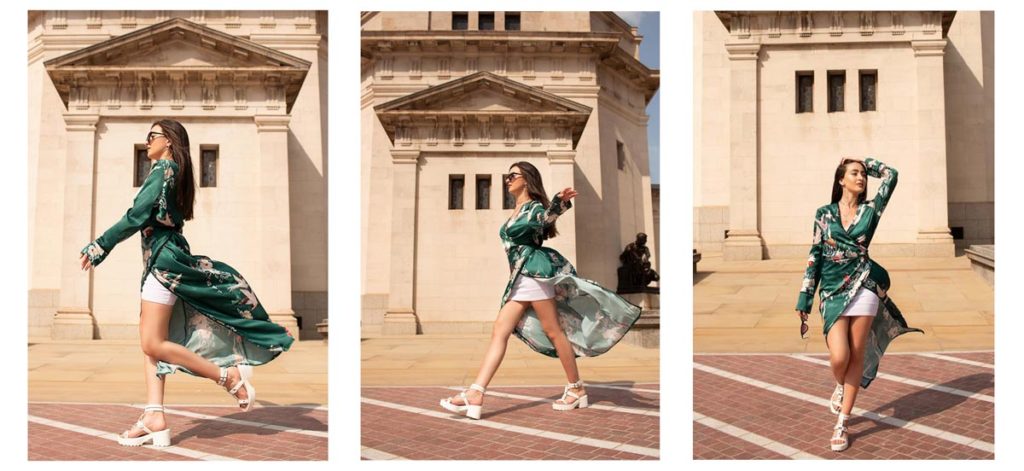 Action poses for dynamic portraits: Fashionistas and fashion influencers are captured while just walking! Very often it’s a dynamic, frisky walk, but still looking natural and not overly posed. Anastasia Jobson Photography
