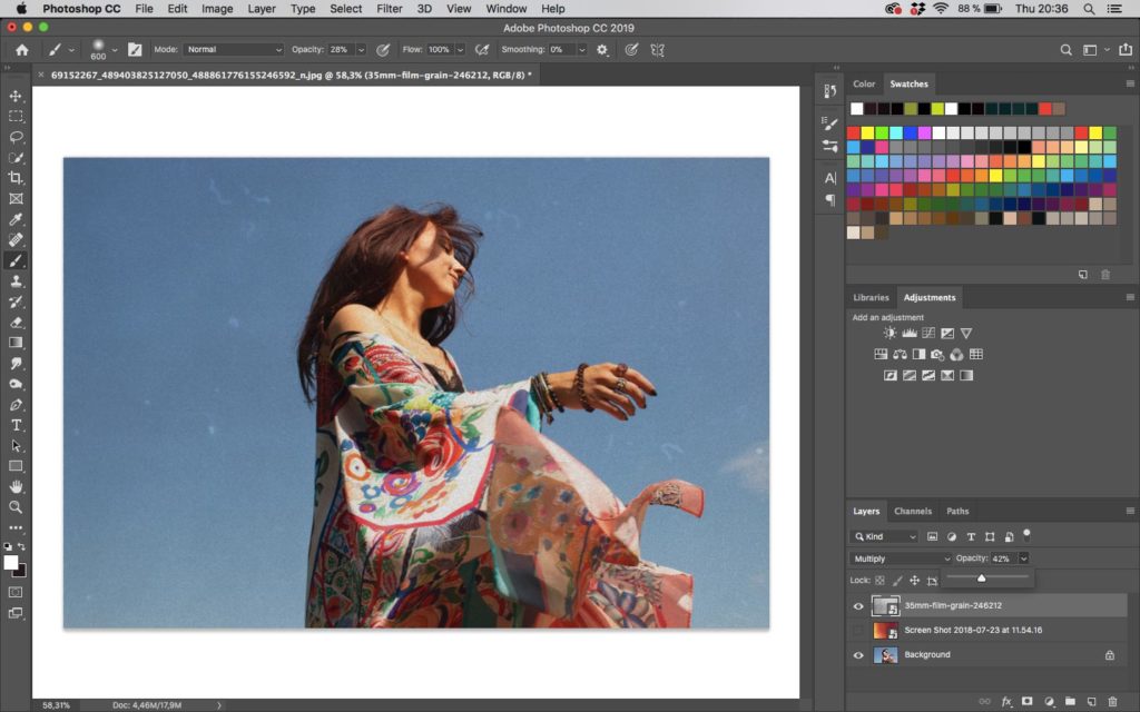 Editing a photo in Adobe Photoshop