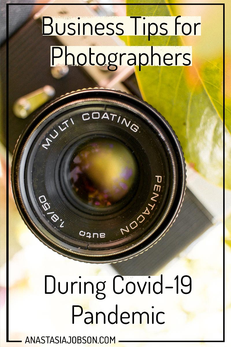 A close up photo of a vintage film camera in the leaves, text says Business tips for Photographers