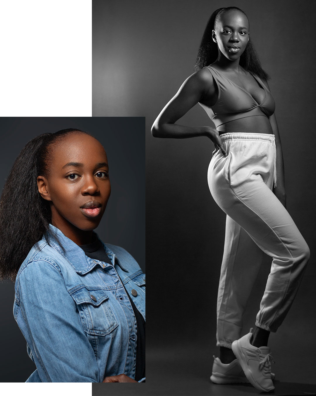 Headshot photoshoot for a Birmingham based dancer Amelia. Dance portfolio studio photoshoot, dance headshots, dance body shots