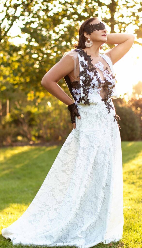 Bridal fashion, wedding dress by Birmingham fashion designer Donna Marina, Birmingham fashion photographer