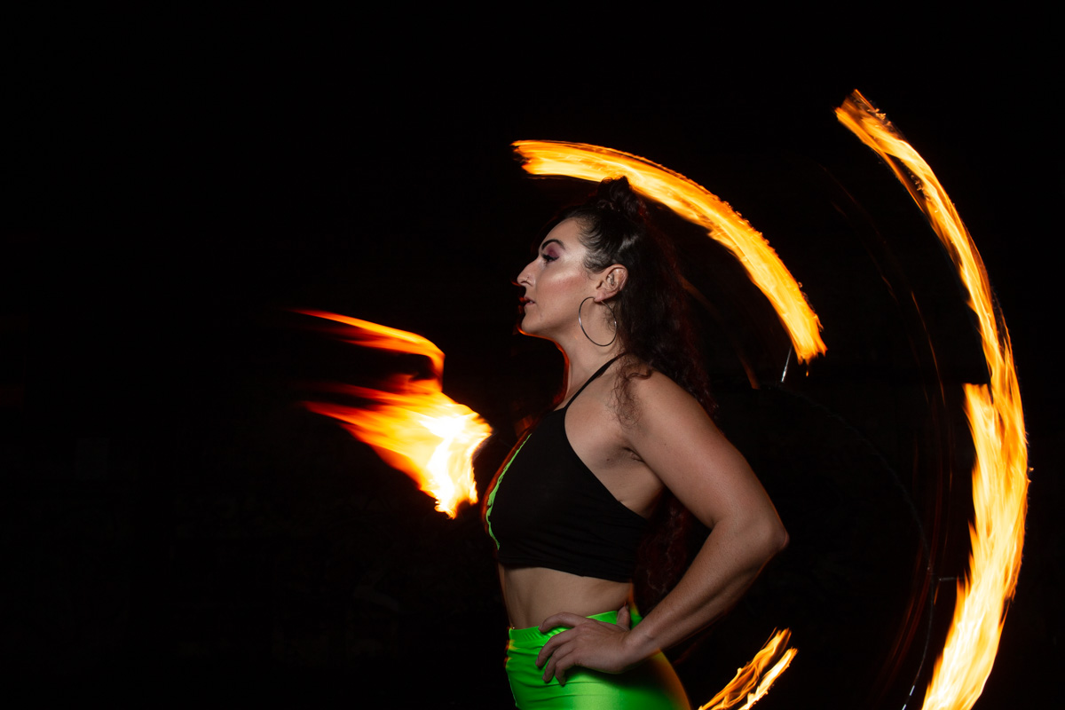 A portrait of a fire performer, Tips for photographing fire dancers, photography tips, dance photography tips, how to photograph dance, dance photography techniques 