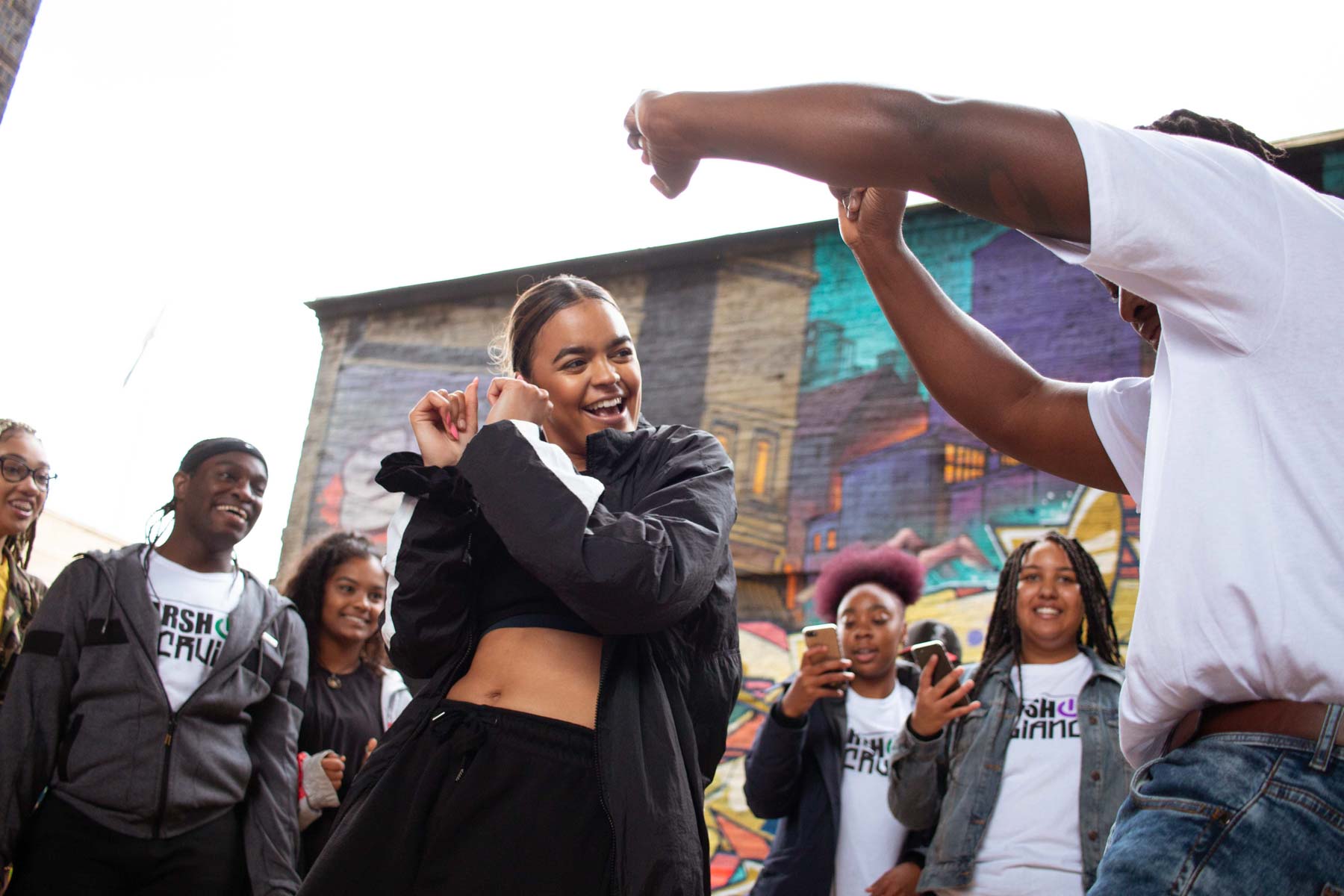 Street dance jam in Birmingham city centre during dance festival Birmingham Weekender