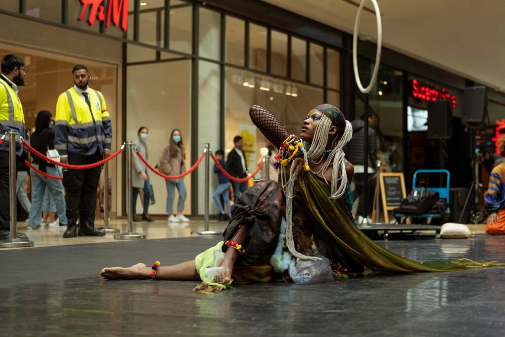 Fierce Flow show at Bullring during Birmingham Weekender 2021, female dancer performing