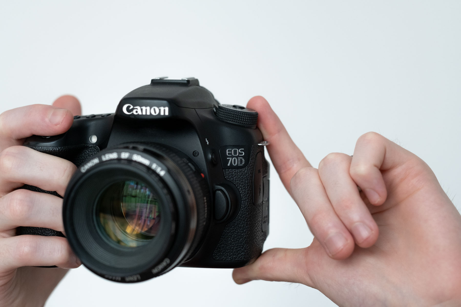 Canon 70D camera with 50mm 1.4 lens attached