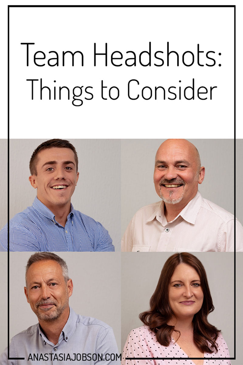 Team Headshots Photography, things to consider. Blog graphic for Anastasia Jobson photography blog