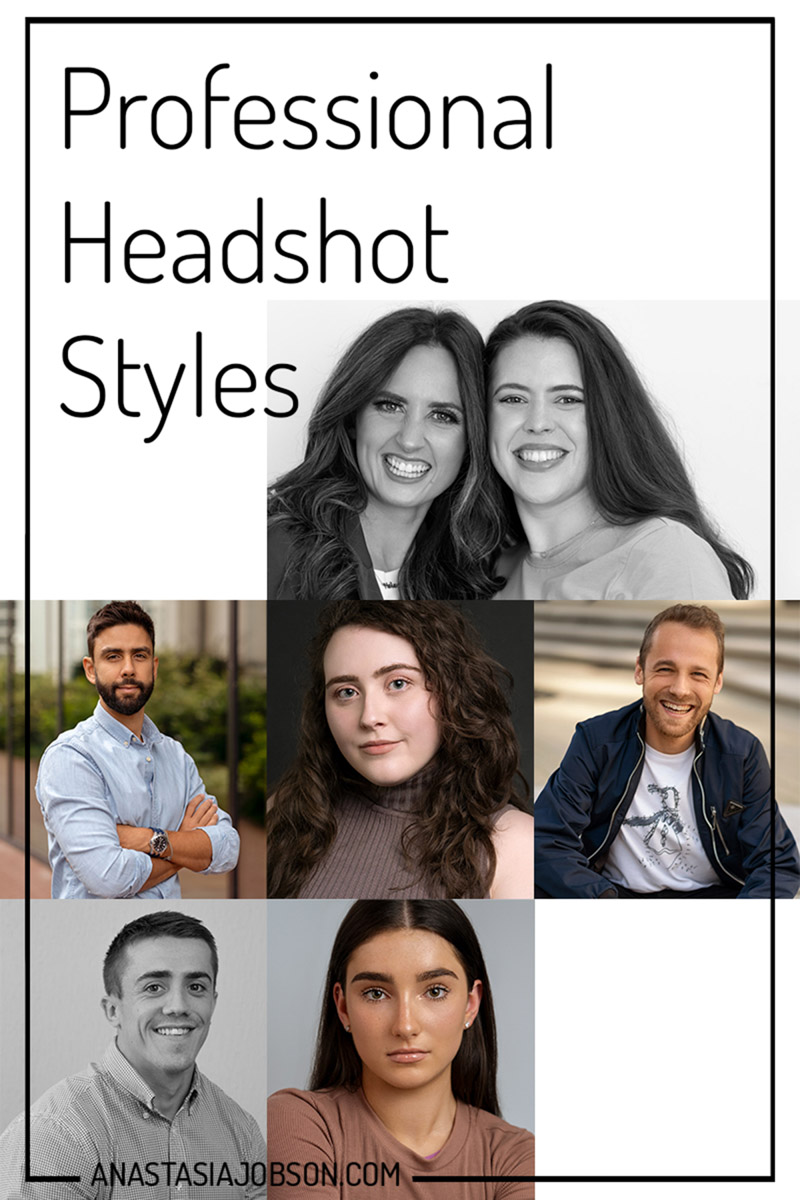 Headshot photo collage; Professional Headshot styles blog by Anastasia Jobson