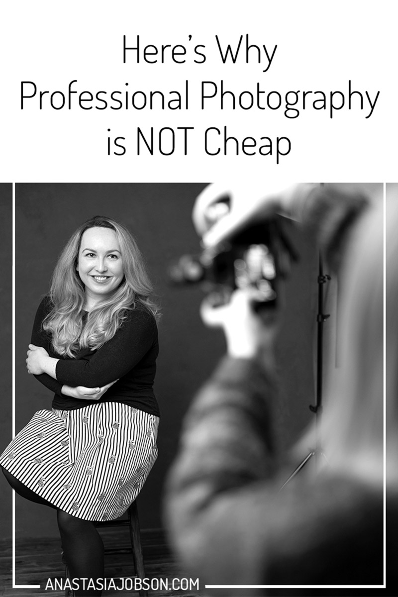 Photoshoot BTS image, text saying Here's why Professional photography is not cheap