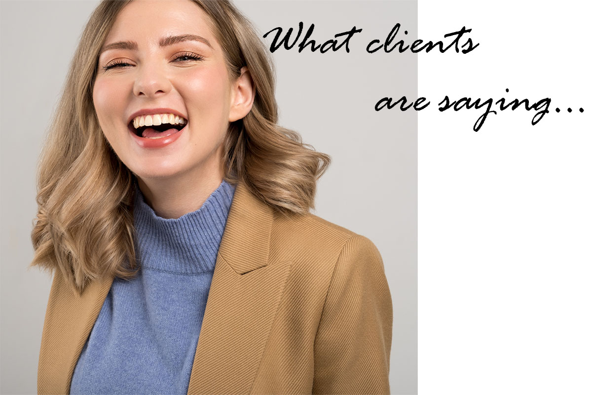 business woman profile photo laughing