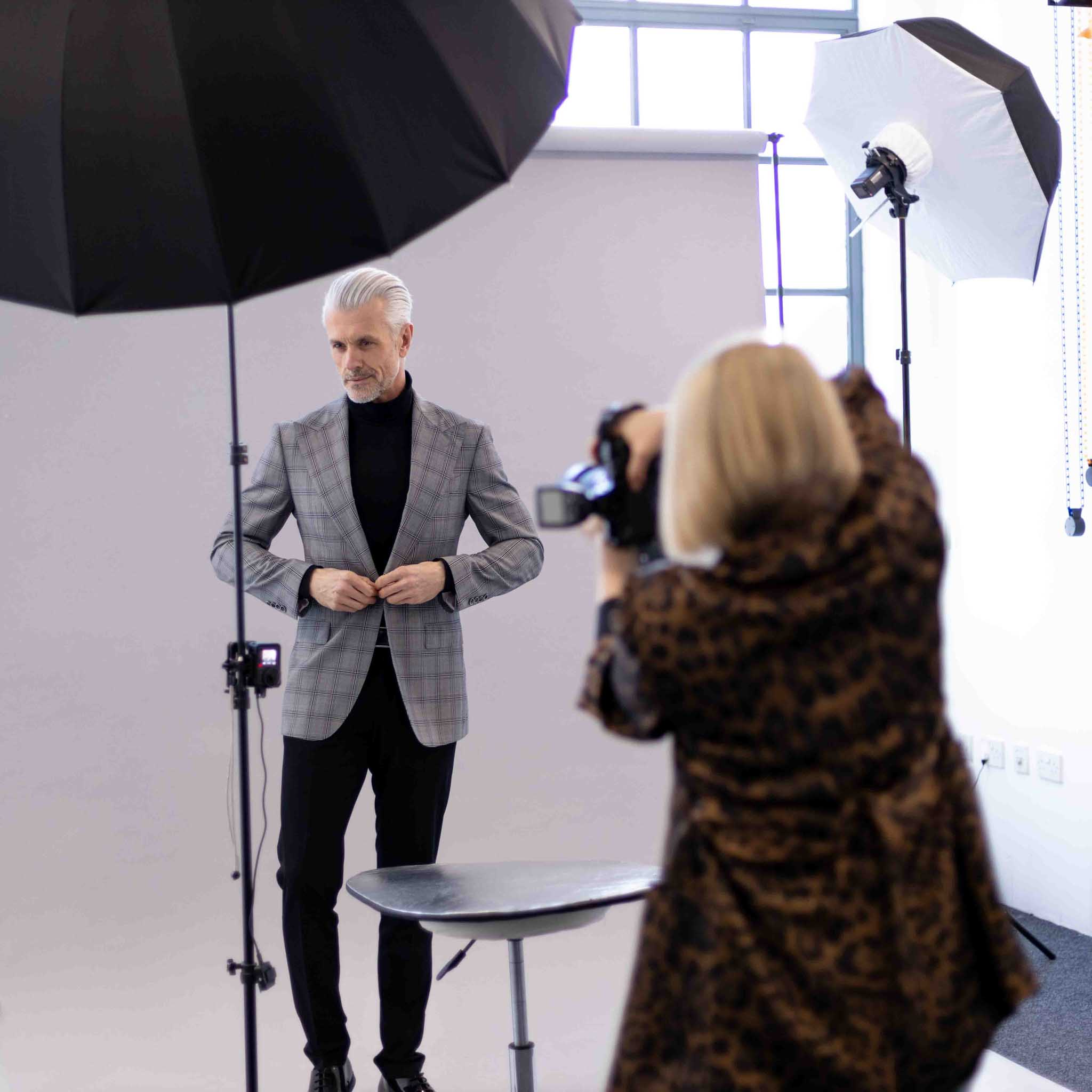 e-commerce men fashion studio photoshoot behind the scenes