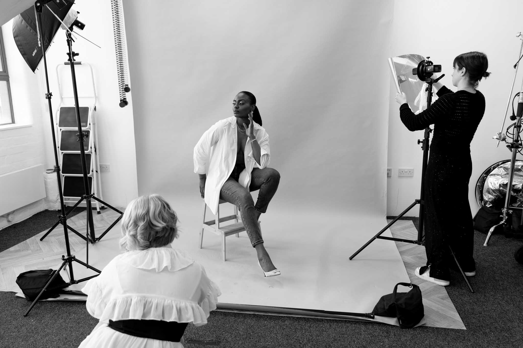 behind the scenes of a fashion jewellery photoshoot at a Birmingham photo studio