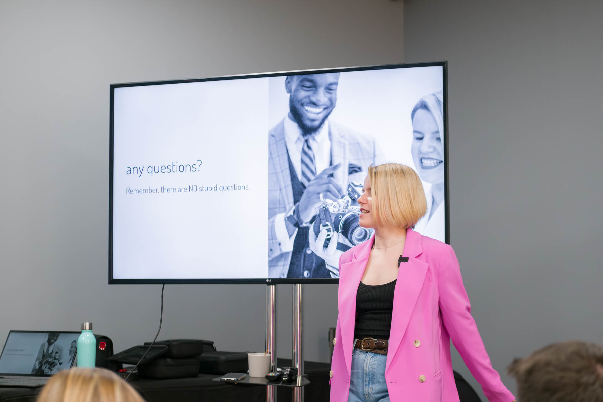 professional photographer giving a keynote presentation