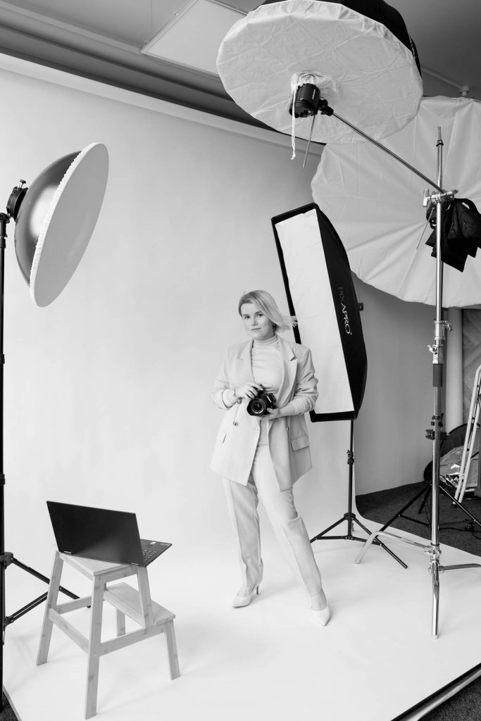 business portrait of a headshot and branding photographer on set at Birmingham photo studio