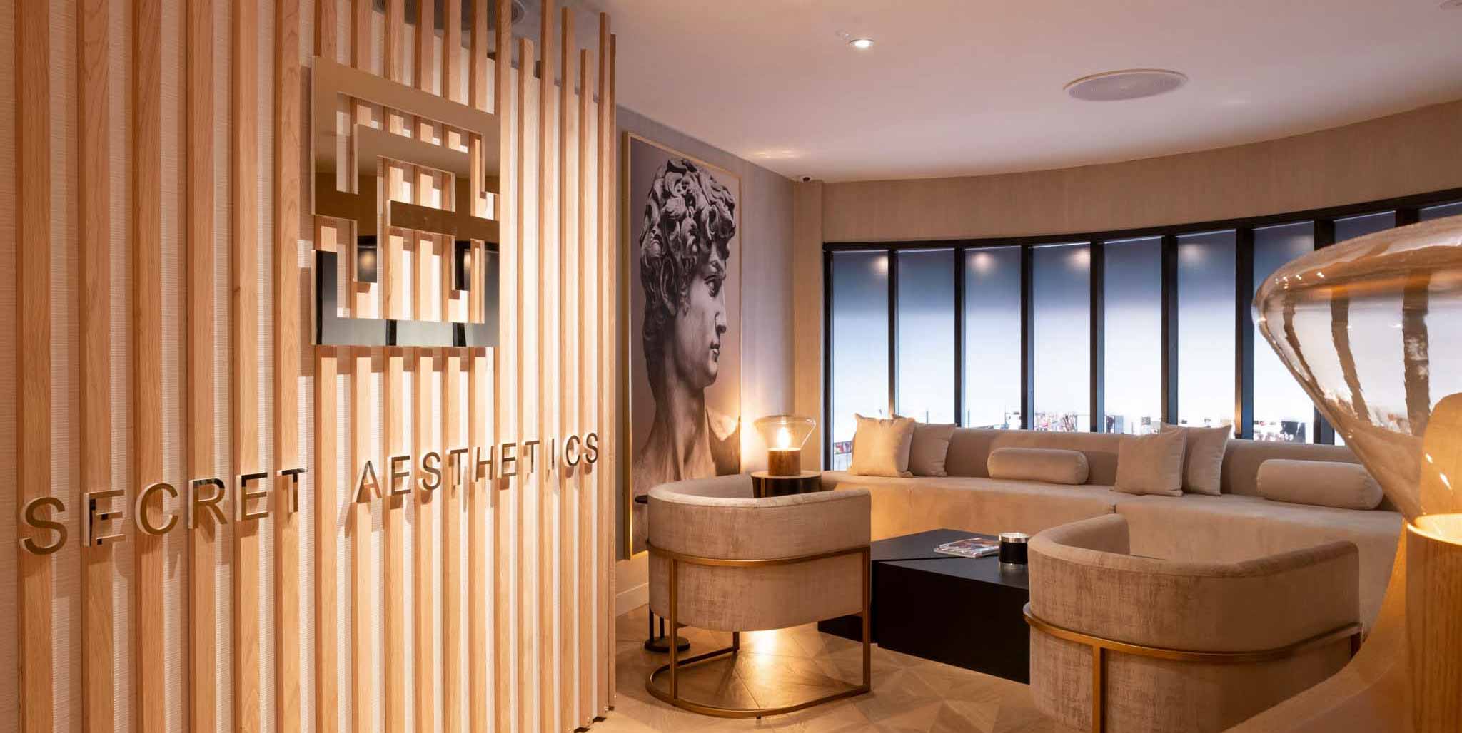 Interior PR photography of an aesthetic clinic. Secret Aesthetics at Harvey Nichols Birmingham