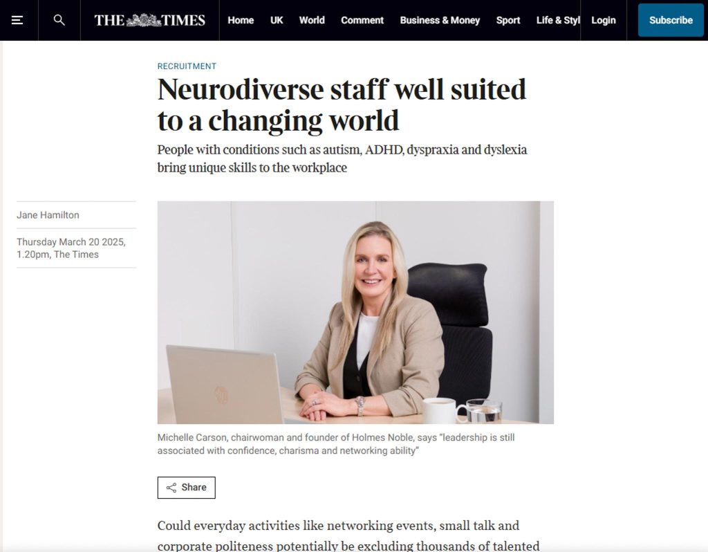 Michelle Carson, the founder of Holmes Noble, featured in The Times. Photography by Anastasia Jobson