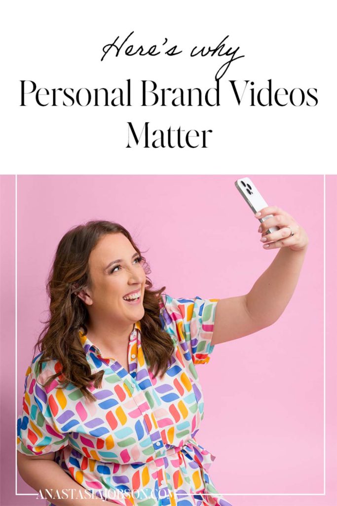 a smiling woman is recording a personal brand video